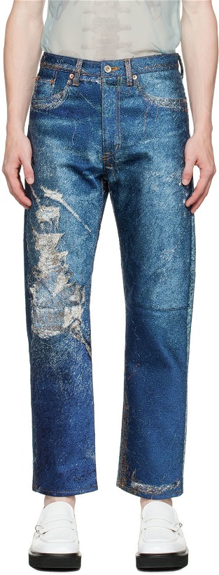 Photo: Doublet Blue Hand-Embroidered Jeans