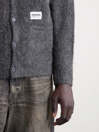 Neighborhood - Logo-Appliquéd Brushed Cardigan - Gray