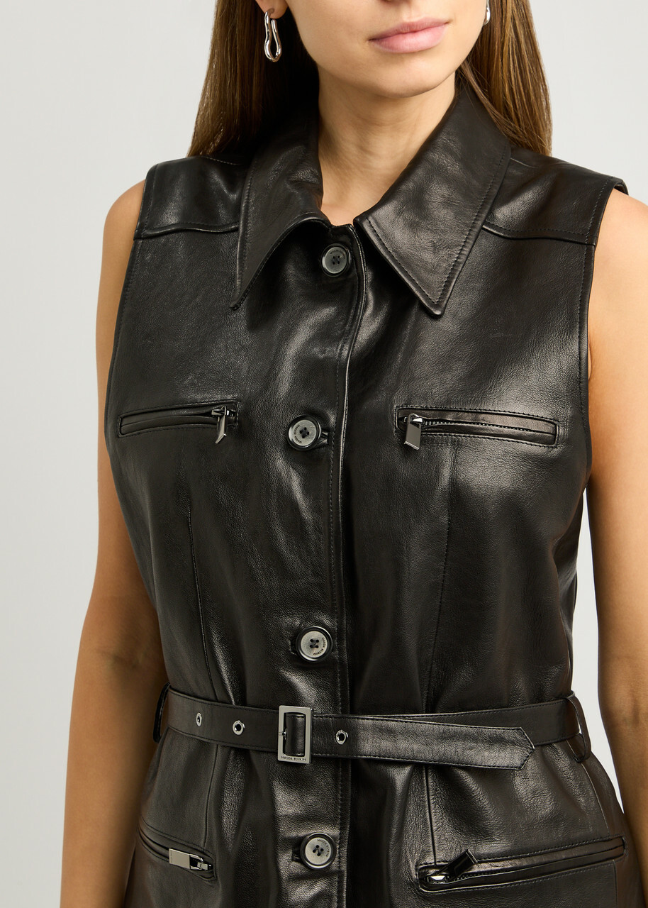 Magda Butrym Belted Leather Gilet Black