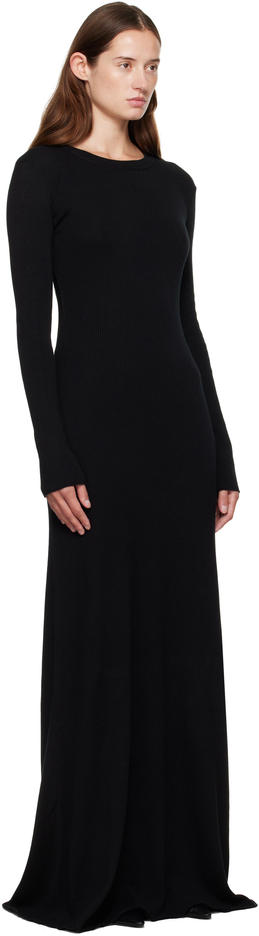 Ann Demeulemeester Black Eva Long Open Back Knitted Maxi Dress