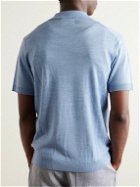NN07 - Thor 6539 Pointelle-Knit Wool-Blend Polo Shirt - Blue