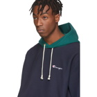 Champion Reverse Weave Navy and Green Oversized Colorblock Hoodie
