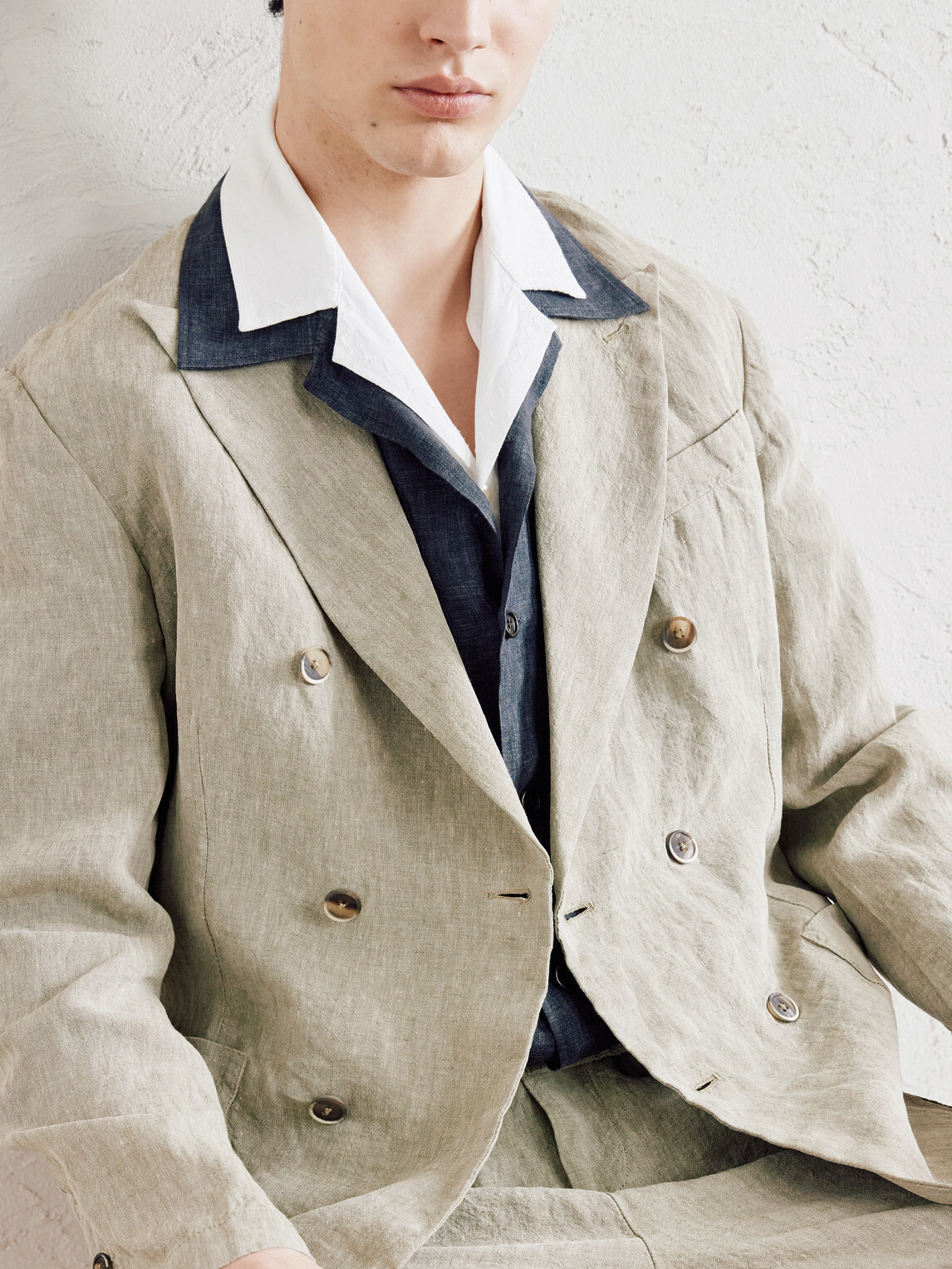 Barena - Siroco Marte Double-Breasted Linen Suit Jacket - Green