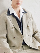 Barena - Siroco Marte Double-Breasted Linen Suit Jacket - Green