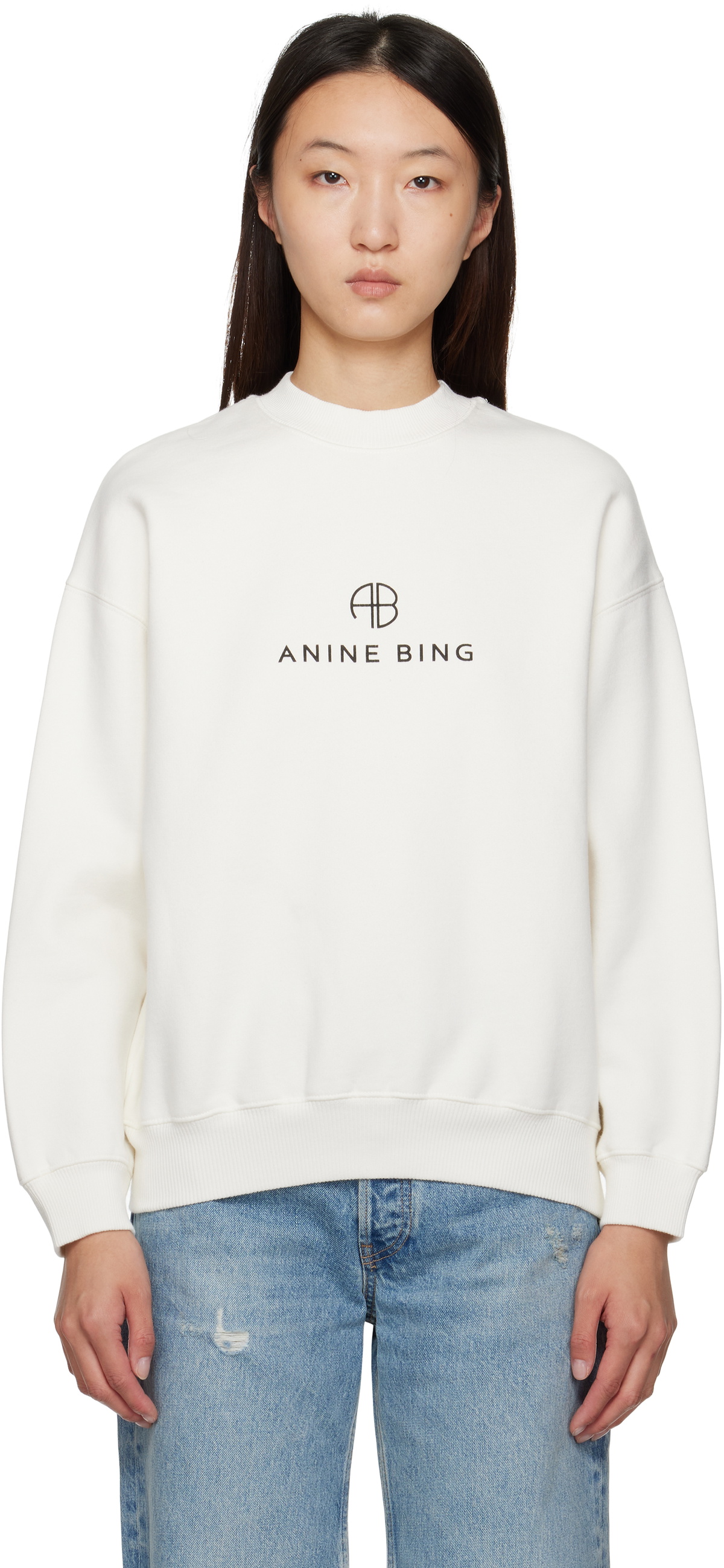ANINE BING ロゴ入りホワイトスウェット ANINE BING Off-White Reebok Edition Sweatshirt ANINE BING