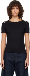 Burberry Black Check Trim Stretch Cotton T-shirt