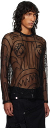 Charles Jeffrey LOVERBOY SSENSE Exclusive Black Graphic Net Long Sleeve T-shirt