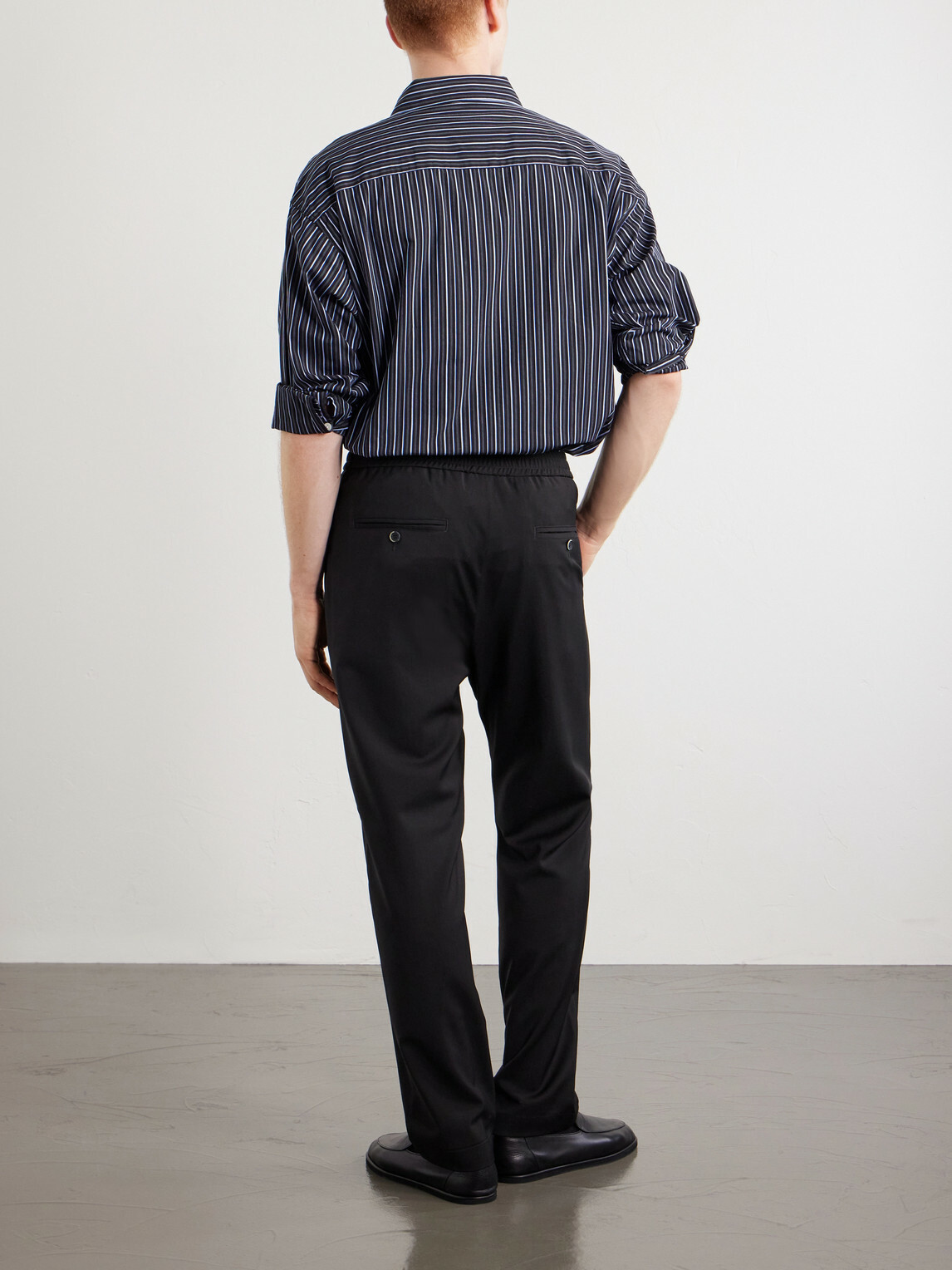 Barena - Riobarbo Straight-Leg Virgin Wool Drawstring Trousers - Black