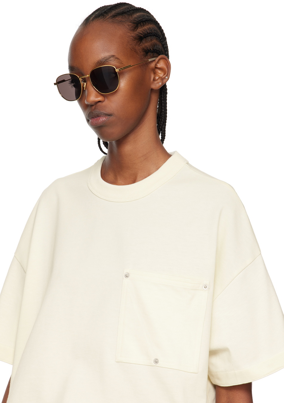 Bottega Veneta Gold Round Square Sunglasses Bottega Veneta