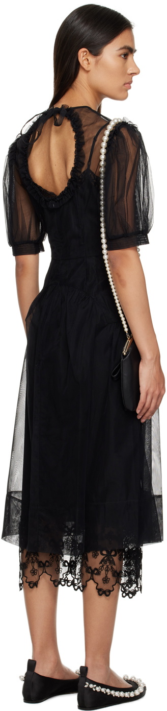 Simone Rocha Black Tie-Neck Midi Dress