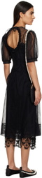 Simone Rocha Black Tie-Neck Midi Dress
