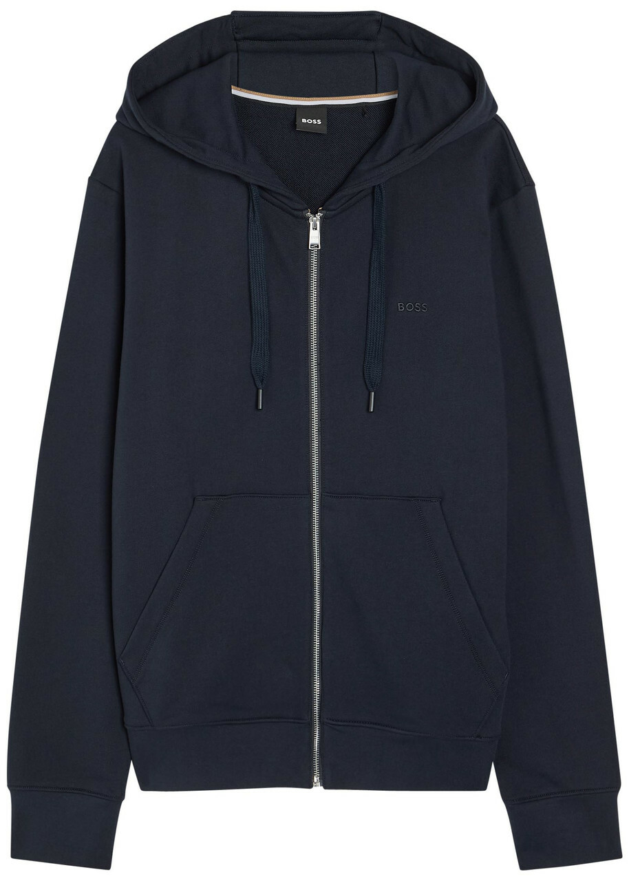 Boss Spence Hooded Cotton Sweatshirt Dark Blue