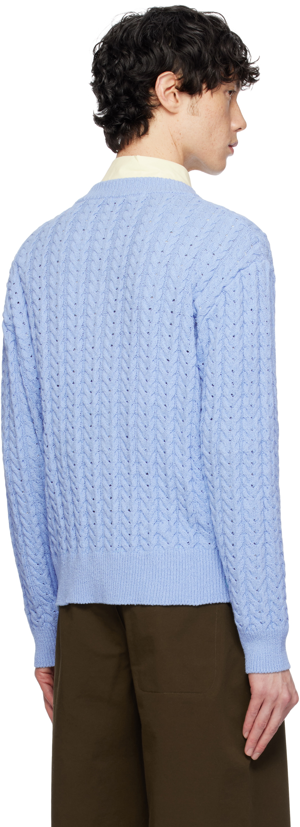 AFTER PRAY Blue Ernest Cable Knit Cardigan