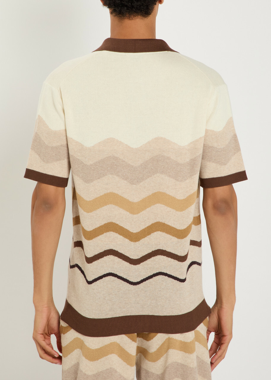 Sandbanks Gradient Pattern Knit Cotton Shirt Beige