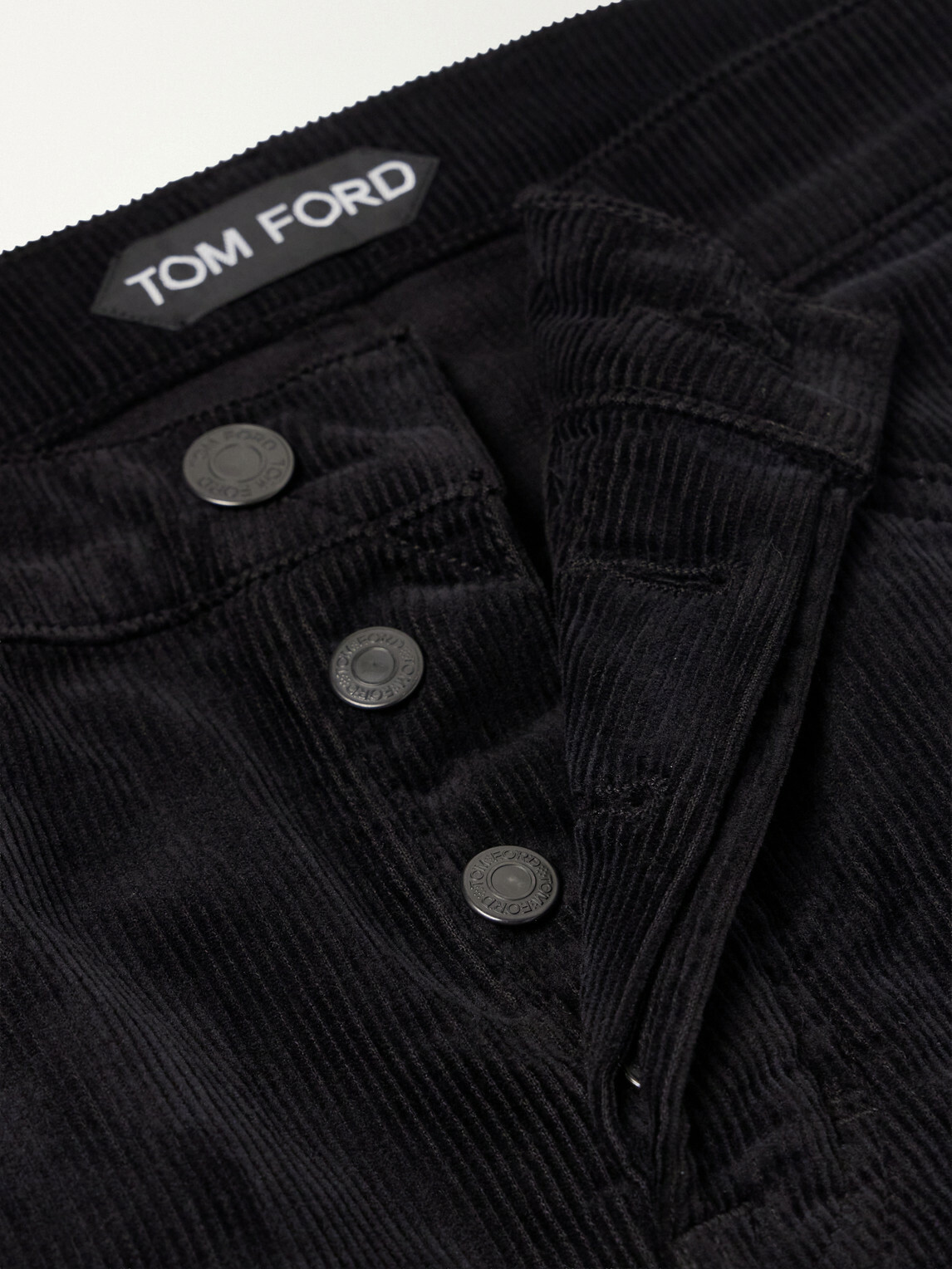 TOM FORD - Slim-Fit Cotton-Blend Corduroy Trousers - Black