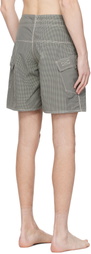 Edward Cuming Gray & Beige Micro-Check Cum Swim Shorts