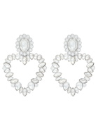 Self-portrait Embellished Heart Silver-plated Drop Earrings - One Size