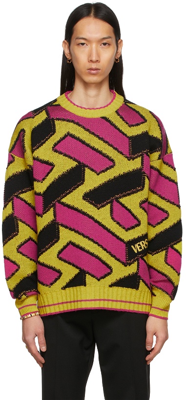 Photo: Versace Yellow & Pink La Greca Sweater