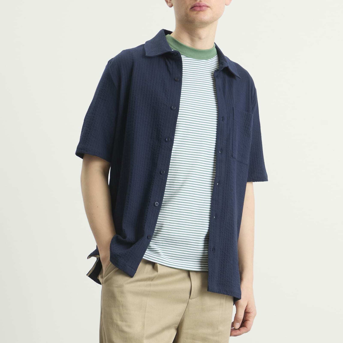 Armor-Lux Men's Short Sleeve Shirt in Marine Deep
