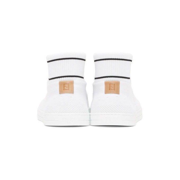 Fendi White Knit High-Top Sneakers Fendi