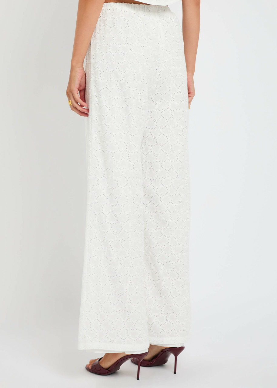 Sister Jane Blanca Broderie Anglaise Cotton Trousers White And Black