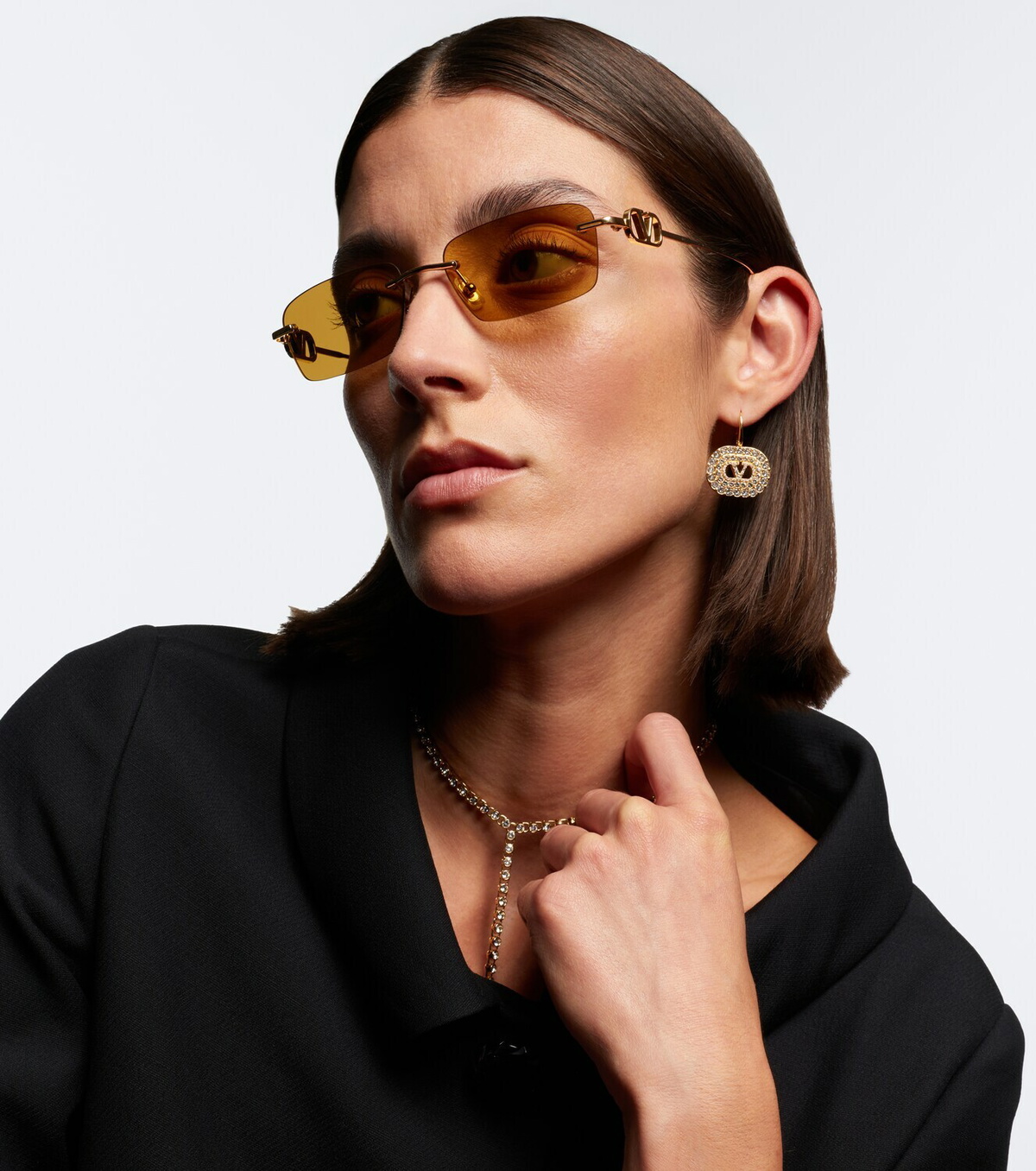 Valentino Bejewelled VLogo rectangular sunglasses