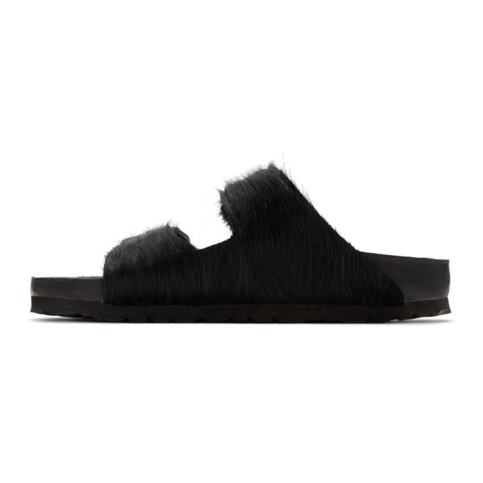Rick Owens Black BIRKENSTOCK Edition Calf-Hair Arizona Sandals