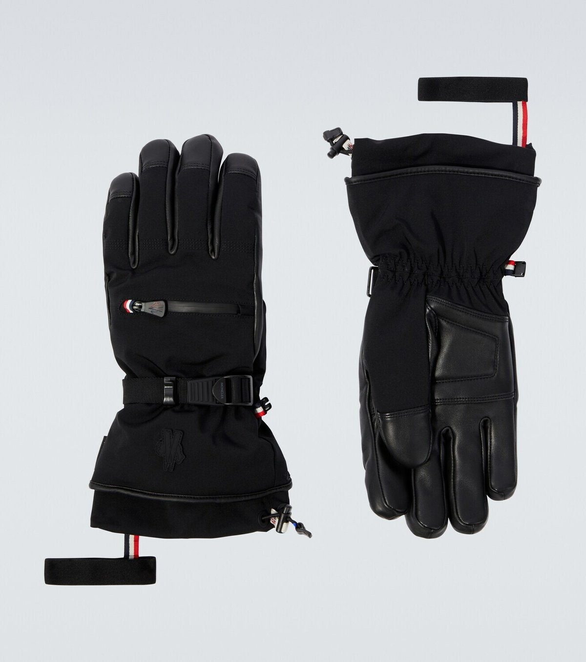 Moncler Grenoble Leather-trimmed ski gloves