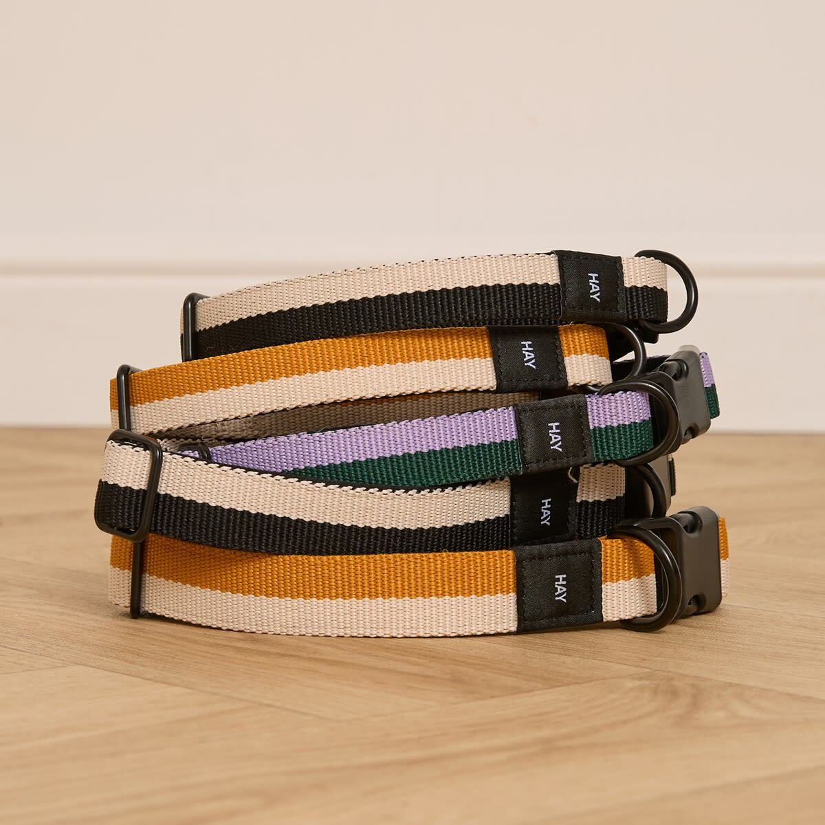 HAY Flat Dog Collar - Small/Medium in Off-White/Ochre 