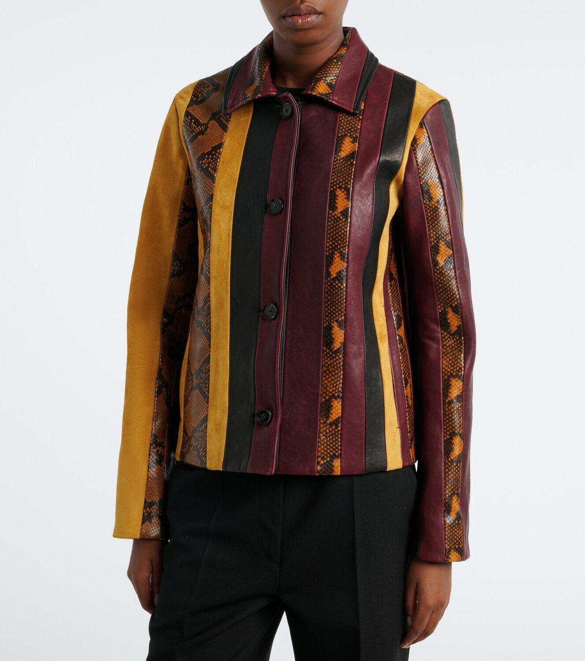 Proenza Schouler Sirine snake-effect striped leather jacket