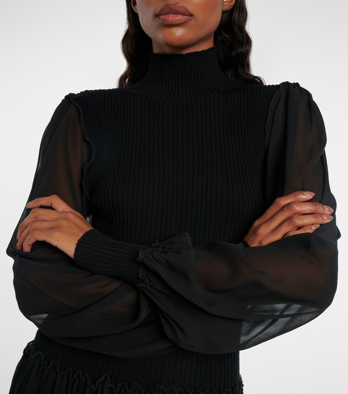 Frame Ribbed-knit wool and silk minidress
