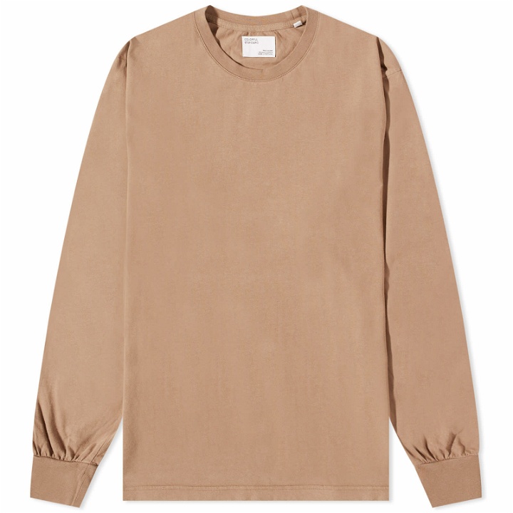 Photo: Colorful Standard Men's Long Sleeve Oversized Organic T-Shirt in Warm Taupe