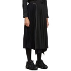 Sacai Navy and Black Melton Wool Pleated Skirt