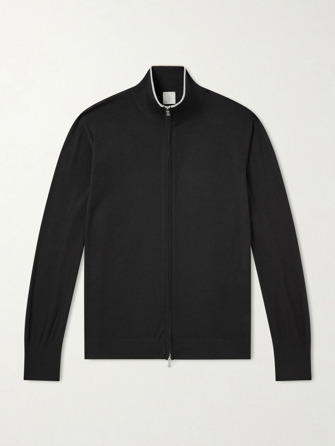 Eleventy - Wool Zip-Up Cardigan - Black
