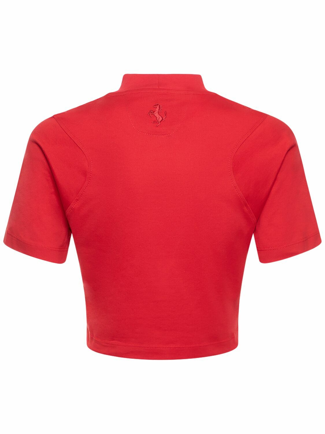 FERRARI - Cotton Jersey Crop T-shirt W/ Logo