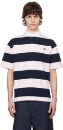Coperni Pink & Navy Striped Polo