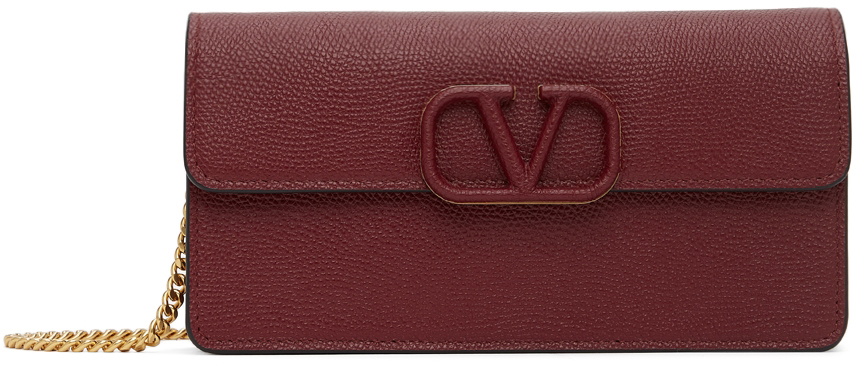 Vlogo Signature Grainy Calfskin Wallet With Chain for Woman in