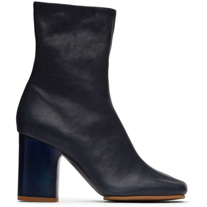 Acne Studios Navy Chunky Heel Boots Acne Studios