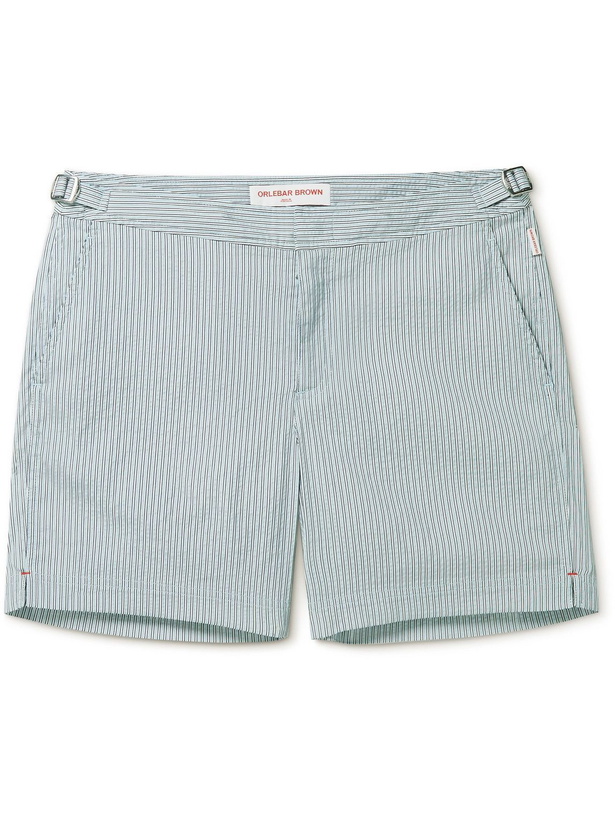 Photo: Orlebar Brown - Bulldog Mid-Length Striped Cotton-Blend Swim Shorts - Blue