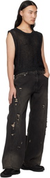 lesugiatelier Black Glitter Net Vest