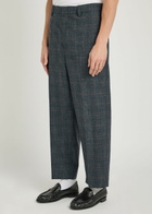Jil Sander Checked Straight-leg Wool and Linen-blend Trousers Black