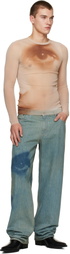Jean Paul Gaultier Beige 'The Face' T-shirt