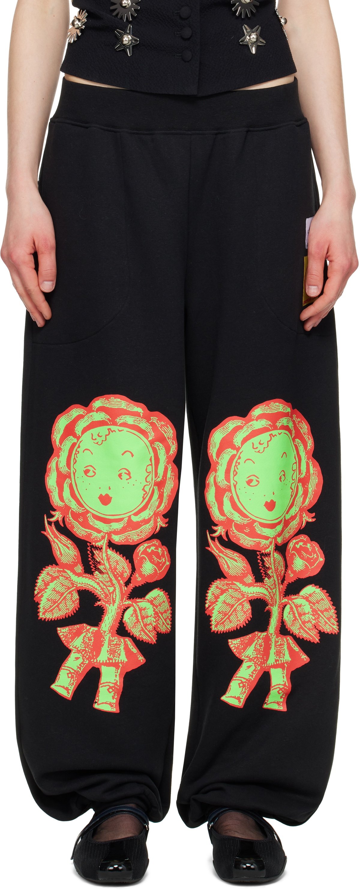 Chopova Lowena Black Rosebud Sweatpants