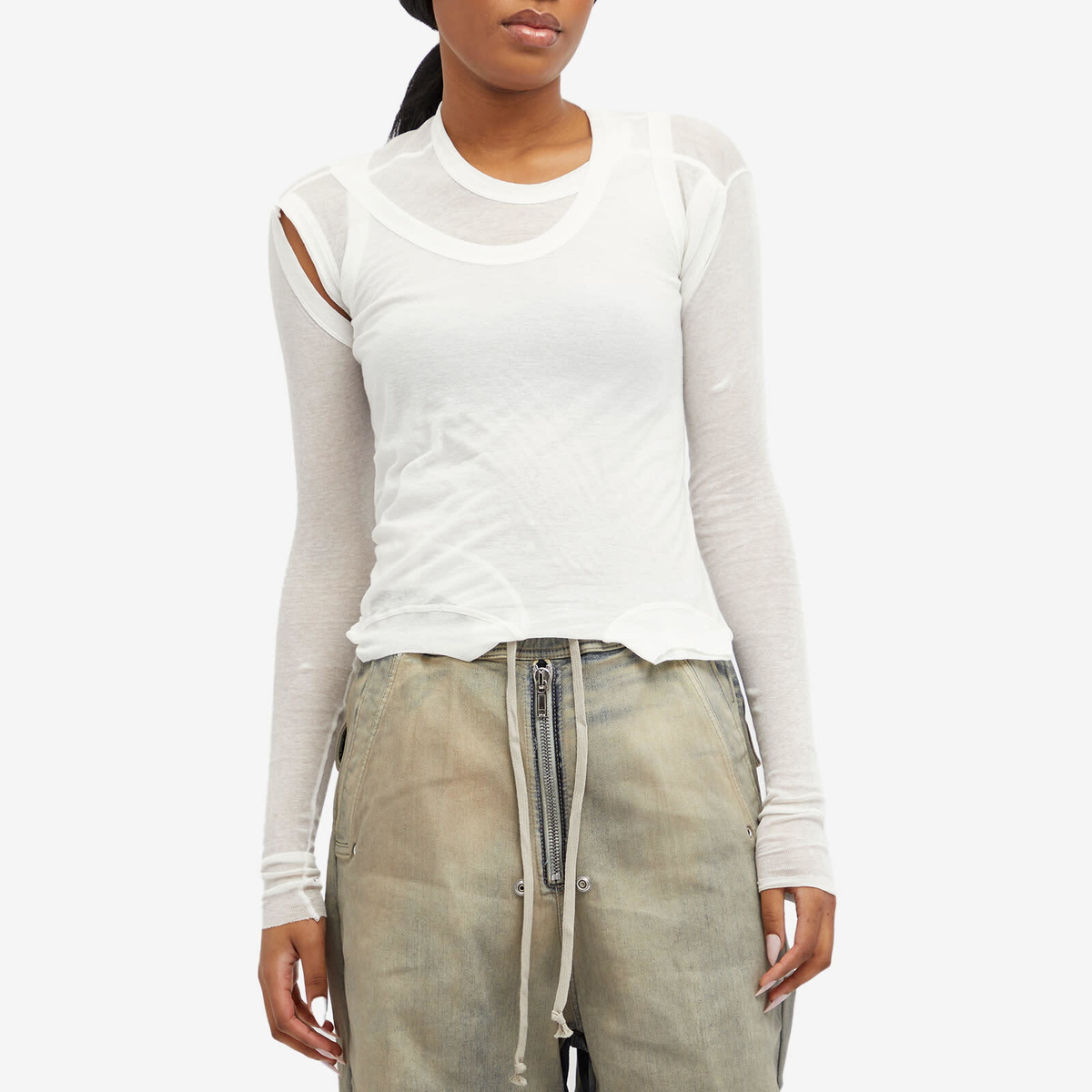 Rick Owens Women's Cropped Banana Top in Milk Rick Owens