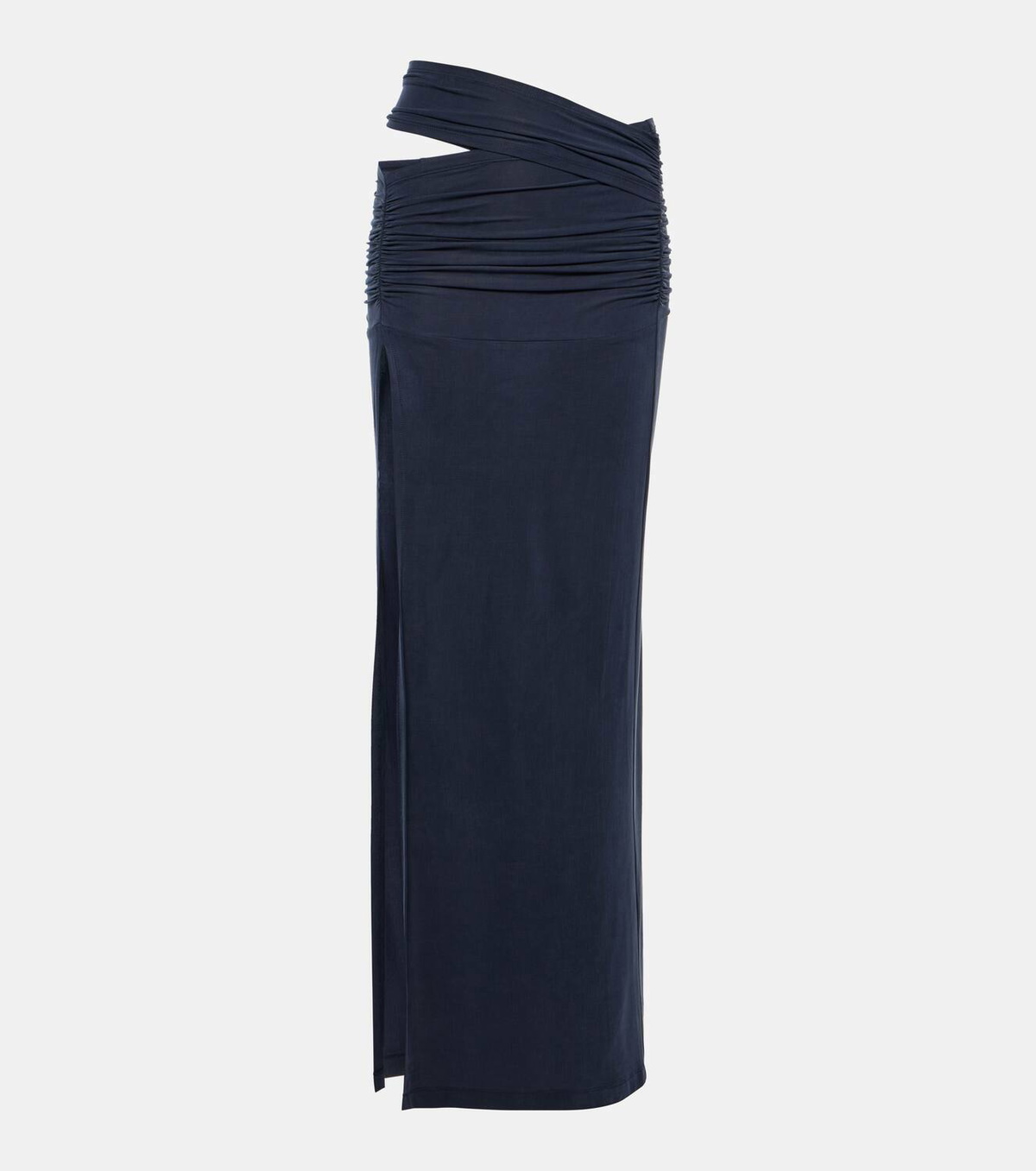 KNWLS Petrol gathered midi skirt
