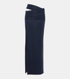 KNWLS Petrol gathered midi skirt