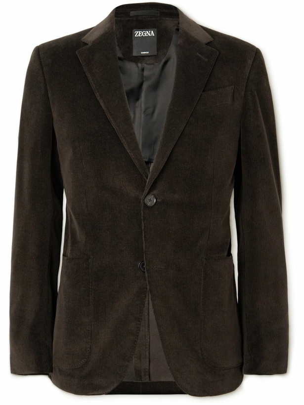 Photo: Zegna - Unstructured Cotton-Blend Corduroy Blazer - Brown