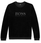 HUGO BOSS - Logo-Embroidered Cotton-Blend Velour Sweatshirt - Black