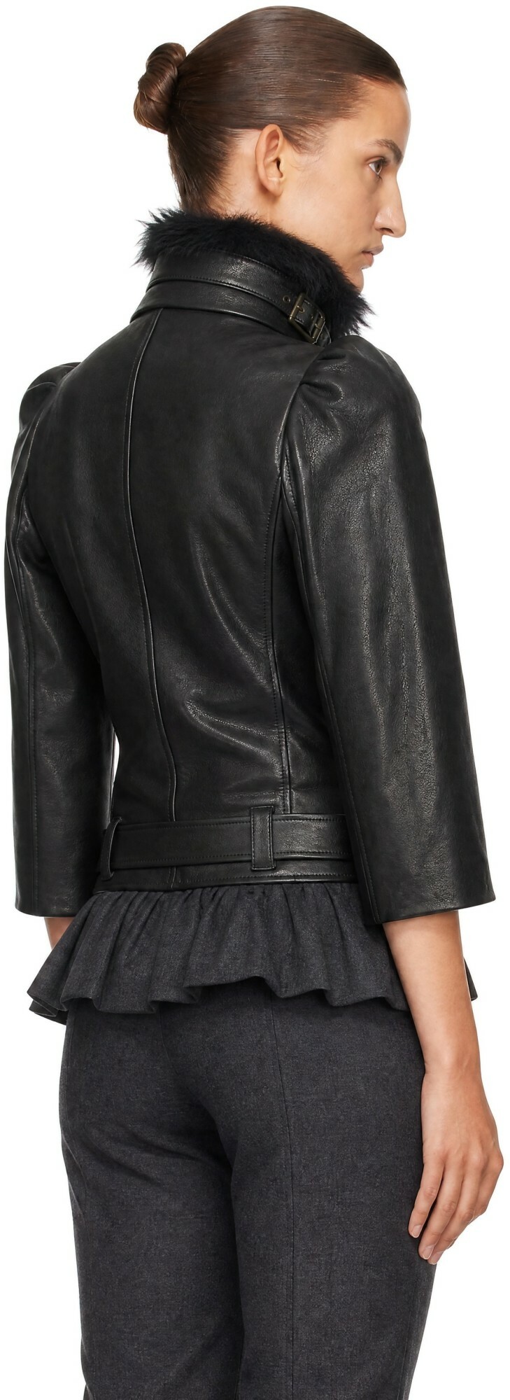 KNWLS Black Victoria Collar Leather Jacket