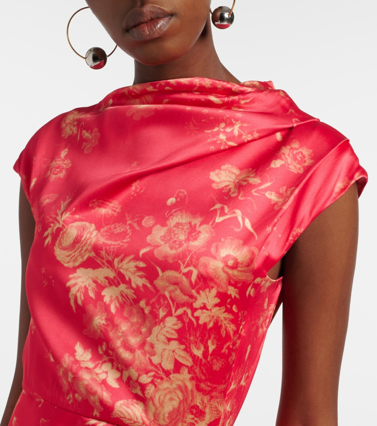 Erdem Draped floral duchess satin gown